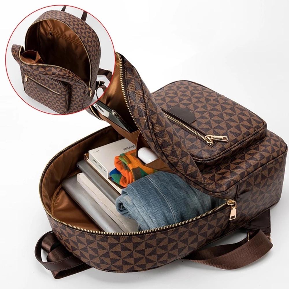 Designer Inspired Brown Monogram Large Backpack N… - image 8